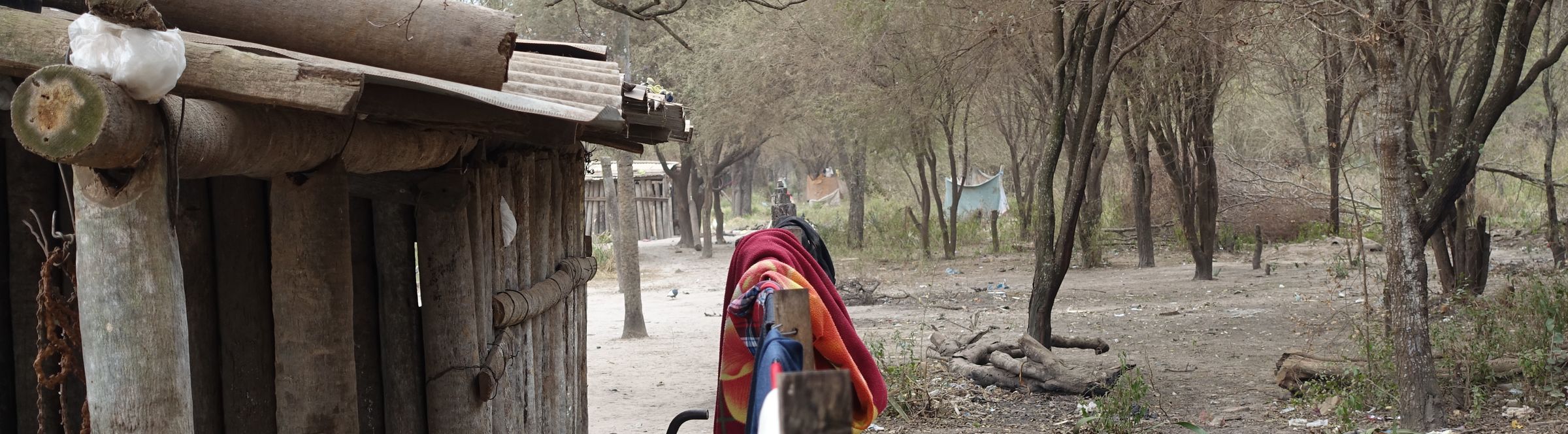 A boundary between the ancestral lands claimed by the Yakye Axa community and where they were dispossessed to the margin of a highway (photograph from 2016).